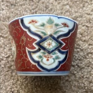 Elegant Red and Blue Decorative Pot